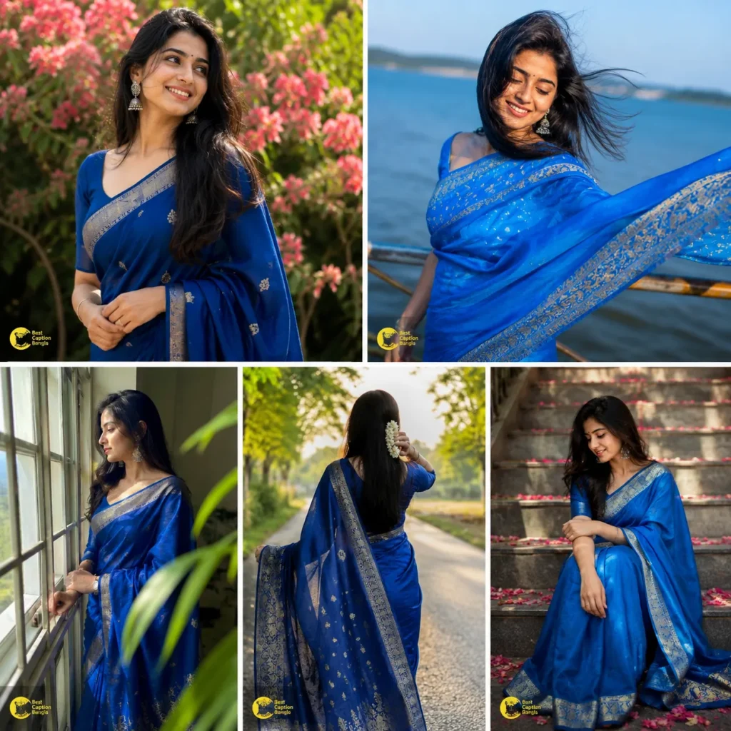 Romantic blue saree photo