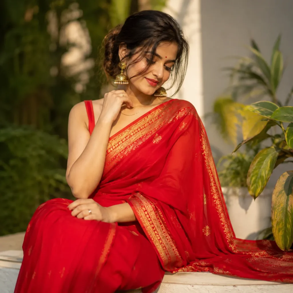 লাল শাড়ি পরা ছবি