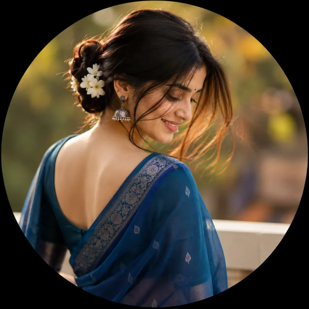 girl wearing a saree for a stylish profile picture