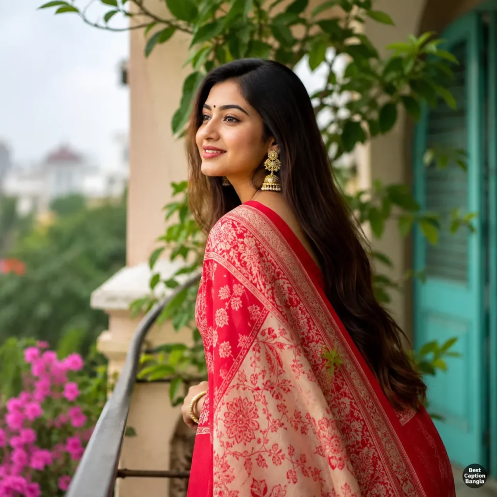 লাল শাড়ি পরা ছবি