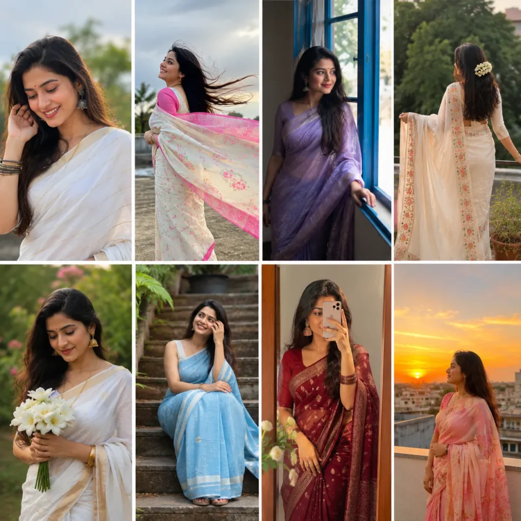মেয়েদের শাড়ি পড়া ছবি